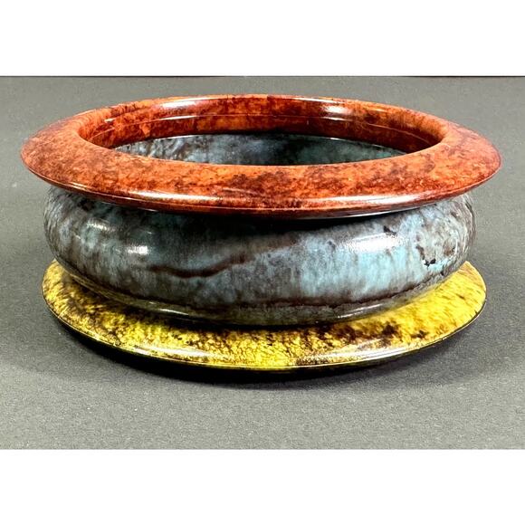 Vintage Marbled Green, Brown & Blue Plastic Bangle Bracelets - Picture 4 of 12